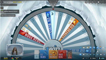 Gameplay di Ice Fishing – scena invernale con ruota